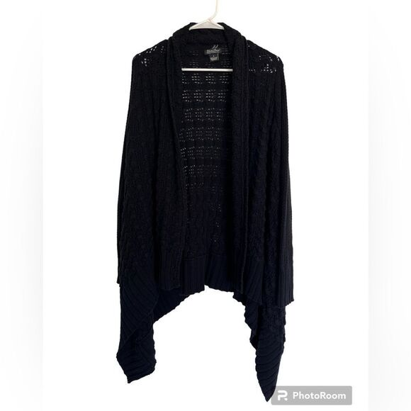 Lucky Brand Chunky Open Knit Cardigan Sweater oversized black size Small - Picture 1 of 5